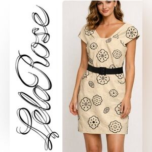 Lela Rose Embroidered Floral Belted Dress- size 4